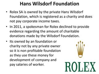 does 90 of rolex profit go to charity|does rolex pay taxes.